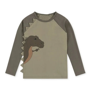 Baby Swimwear New Summer Boys Cartoon Dinosaur Raglan Sleeve Long Sleeve Tops+Swimming Trunks Kids Beach Split Swimsuit H23316 - RYAN AND REMI