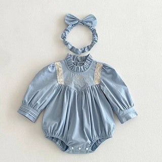 2025 New Autumn Children Clothes Kids Princess Dresses Baby Romper Long Sleeved Cotton Lace Splicing 2-7Yrs Girl Party Dress - RYAN AND REMI