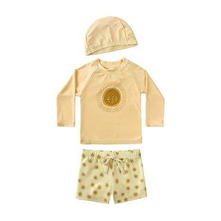 1-7T Summer Kids Boy Swimsuits Vacation Beach Pants Long sleeve Tops with Hat Toddler Sets Fashion Children Surfing Swim Suit - RYAN AND REMI