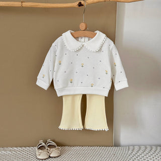 Emboidered Sweatshirt Flare Pants Set