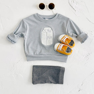 Milk Carton Embroidery Sweater Set