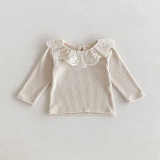 Embroidered Flower Lotus Collar Top - RYAN AND REMI
