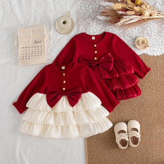 Ruffle Bow Christmas Dress
