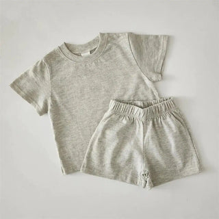 Neutral Cotton Tee And Shorts Set - RYAN AND REMI