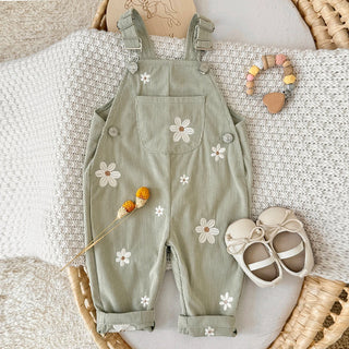 Corduroy Floral Dungaree Jumpsuit