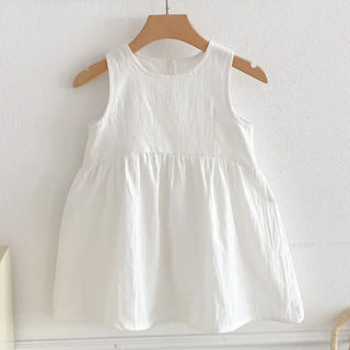 2025 Kids Clothes Summer Solid Dress Baby Girls Cotton Clothes Sleeveless Floral Dresses Children'S Vestidos Casual Clothing - RYAN AND REMI