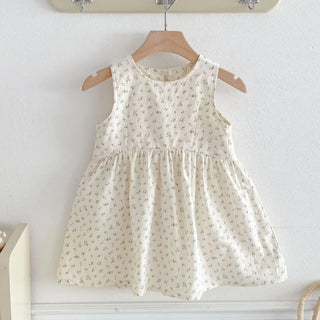 2025 Kids Clothes Summer Solid Dress Baby Girls Cotton Clothes Sleeveless Floral Dresses Children'S Vestidos Casual Clothing - RYAN AND REMI