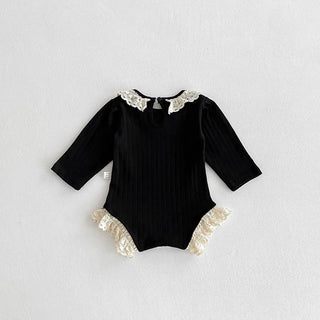 Lace Trim Long Sleeve Bodysuit