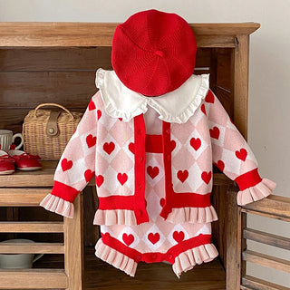 Heart Ruffle Knitted Set