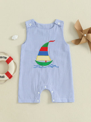 Embroidered Nautical Striped Jumpsuit - RYAN AND REMI