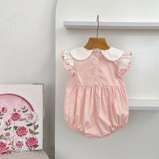 2026 New Summer Infant Baby Girl Bodysuits 0-24M Baby Girl Newborn Clothing Flutter Sleeved Cotton Print Baby Girl Jumpsuit - RYAN AND REMI