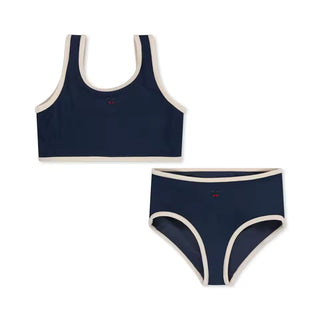Heart Print Solid Swimsuit - RYAN AND REMI