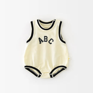Summer Baby Boy Bodysuit Sleeveless Simple Style Super Cute Round Collar Letter Print Body Jumpsuit Baby Newborn Items H92256 - RYAN AND REMI