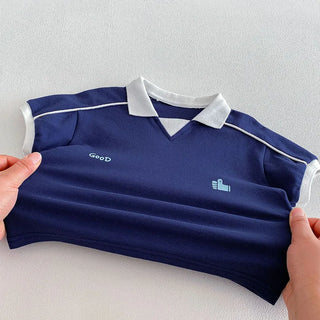 MILANCEL New Summer Kids Polo Shirt 9M-5T Color Blocking Boys Sweatshirt Loose Korean Version Girls T-shirt Children Clothes Top - RYAN AND REMI
