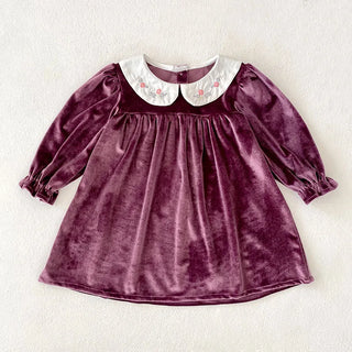 Doll Collar Velvet Dress - RYAN AND REMI