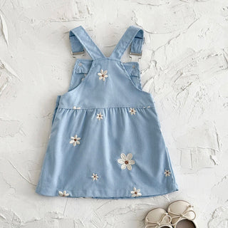 Blue Flower Embroidery Dress