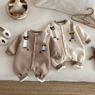 Fleece Cartoon Bear Jumpsuit
