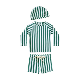 1-7T Summer Kids Boy Swimsuits Vacation Beach Pants Long sleeve Tops with Hat Toddler Sets Fashion Children Surfing Swim Suit - RYAN AND REMI