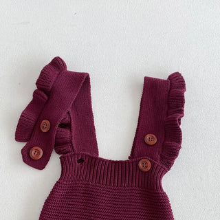 Knitted Ruffle Suspender Romper - RYAN AND REMI