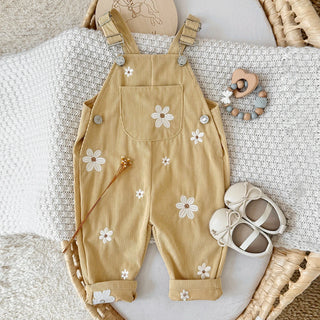 Corduroy Floral Dungaree Jumpsuit
