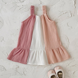Girl's Loose Sleeveless Suspenders Dress Summer New 100% Cotton Baby Girl Casual  Dresses  Suitable for babies aged 0-3 years - RYAN AND REMI