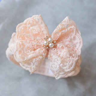 Cute Lace Embroidery Bow Headband For Princess Baby Girls Solid Bow Elasticity Hair Band Luxury Headwear Gifts - RYAN AND REMI