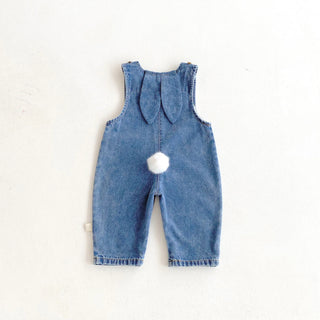 Autumn and winter baby denim overalls with rabbit ears, cute long pants and one-piece pants - RYAN AND REMI
