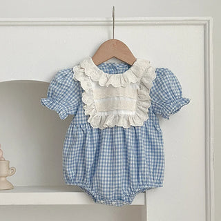 Plaid Vintage Ruffle Style Romper - RYAN AND REMI