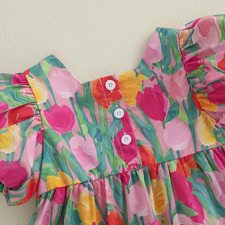 Floral Print Ribbon Dress - RYAN AND REMI