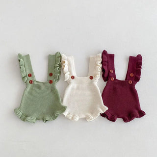 Knitted Ruffle Suspender Romper - RYAN AND REMI