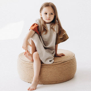 Colorblock Flare Sleeve Linen Dress - RYAN AND REMI