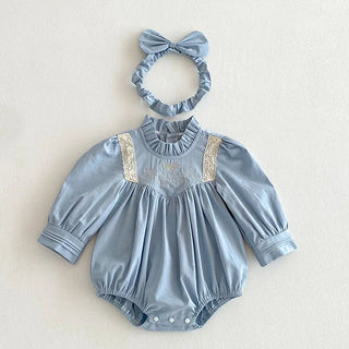 2025 New Autumn Children Clothes Kids Princess Dresses Baby Romper Long Sleeved Cotton Lace Splicing 2-7Yrs Girl Party Dress - RYAN AND REMI