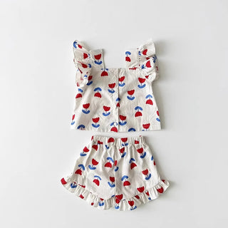Red Flower Print Set - RYAN AND REMI