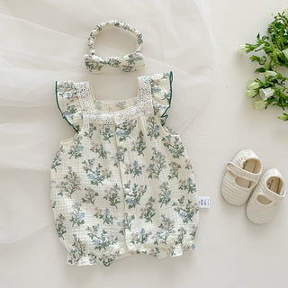 Vintage Paisley Romper With Headband - RYAN AND REMI