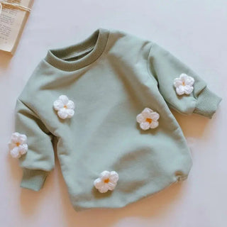 Green Embroidered Flower Sweater Bodysuit - RYAN AND REMI