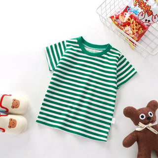 100% Cotton Striped T Shirt for Kids Boys Baby Red Shirt Boy Girls Wholesale Tops Base Shirts Korean Children's Clothes 2026 - RYAN AND REMI