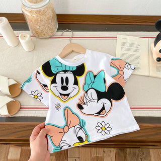 Disney Cartoon Kids Girls Tees Tops Short-sleeved Summer Clothing New Style Children's T-shirt Cute Fashion Girl Tshirts 1-7 Age - RYAN AND REMI