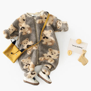Fleece Teddy Bear Snuggle Jumpsuit