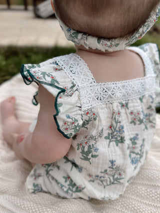 Vintage Paisley Romper With Headband - RYAN AND REMI