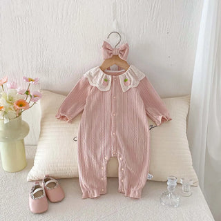 Knitted Strawberry Lace Jumpsuit Set
