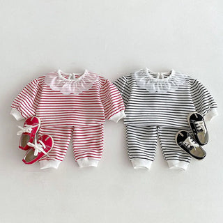 Stripe Frill Neck Jogger Set - RYAN AND REMI