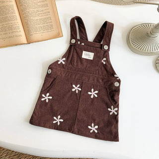 Brown Flower Suspender Dress - RYAN AND REMI