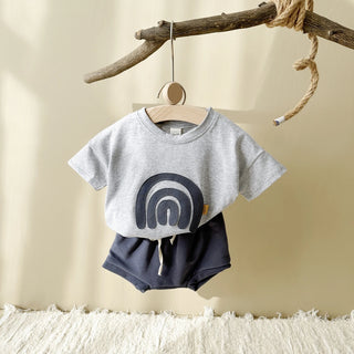 Rainbow Patchwork T-shirt Shorts Set
