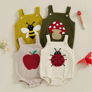 Cute Corduroy Embroidered Romper