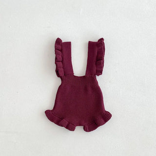 Knitted Ruffle Suspender Romper - RYAN AND REMI