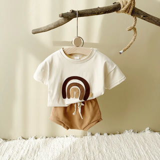 Rainbow Patchwork T-shirt Shorts Set
