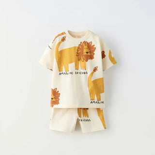 Printed Tree T-shirt Shorts Set - RYAN AND REMI