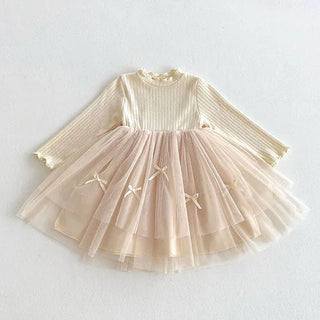 Long Sleeved Tulle Ribbon Dress