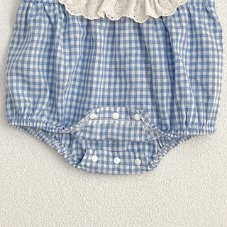 Plaid Vintage Ruffle Style Romper - RYAN AND REMI