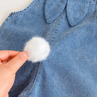 Autumn and winter baby denim overalls with rabbit ears, cute long pants and one-piece pants - RYAN AND REMI